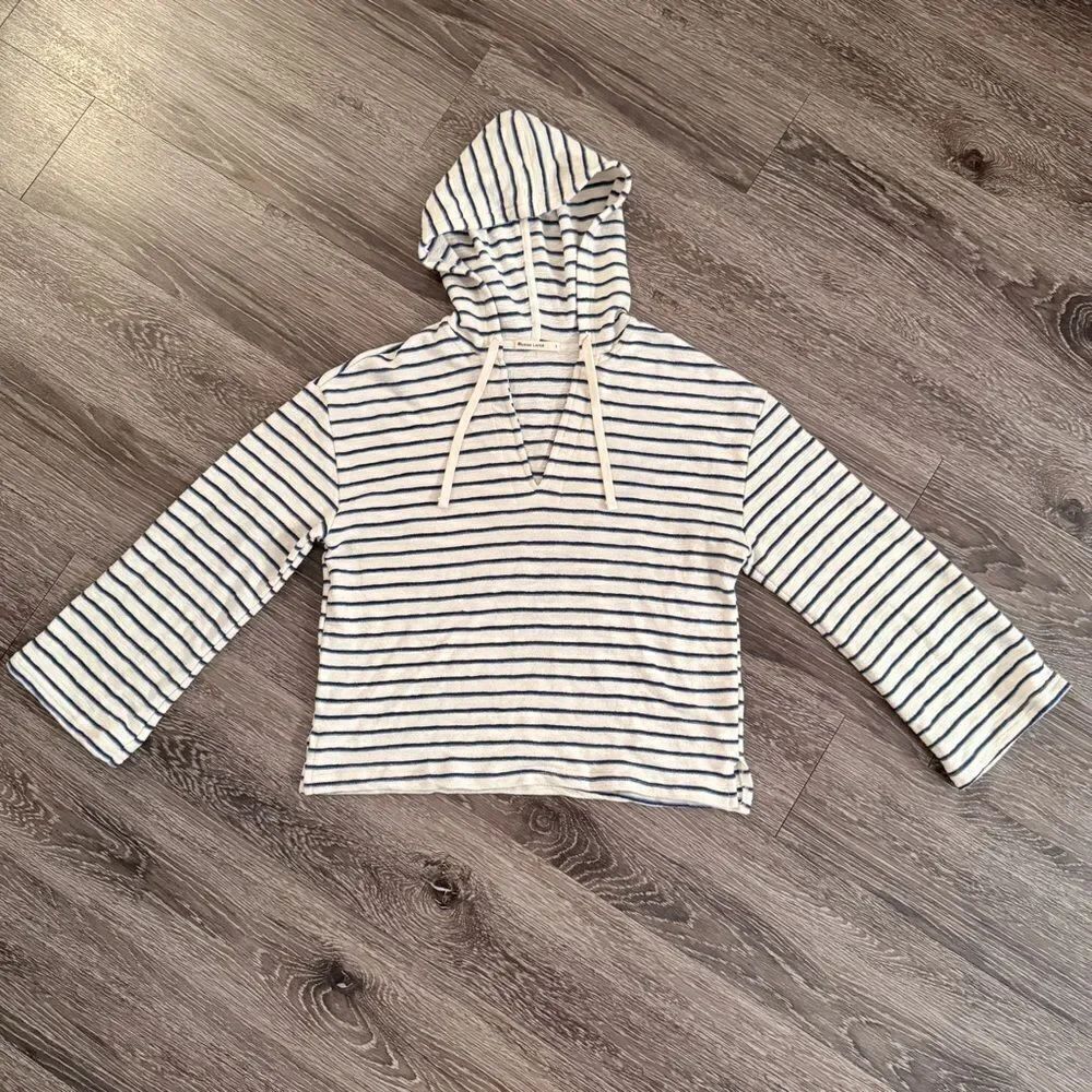 Marine Layer Womens Playa Hoodie in Navy Cream Stripe